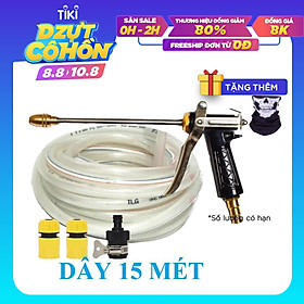 Mua Bộ dây vòi xịt nước rửa xe  tưới cây . tăng áp 3 lần  loại 15m 206318 đầu đồng cút nối đen+ tặng mở chai