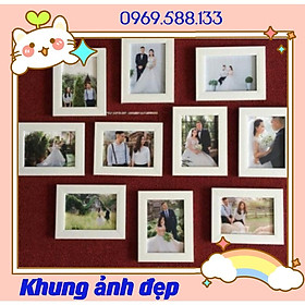 Mua Combo 10 khung ảnh để bàn 13x18cm mặt mica tặng kèm chân