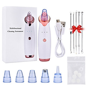 Electric Blackhead Suction Device with 5 in 1 Pimple Zit Comedone Extractor Tool Acne Removal Kit Blackhead Remover