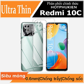 Ốp lưng silicon dẻo trong suốt mỏng 0.6mm cho Xiaomi Redmi 10C hiệu Ultra Thin độ trong tuyệt đối chống trầy xước - Hàng nhập khẩu