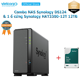 Mua Combo Thiết bị lưu trữ NAS Synology DS124 và 1 Ổ cứng Synology HAT3300-12T Hàng Chính Hãng
