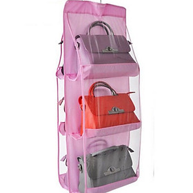 Mua Túi treo giỏ xách 6 ngăn 3 tầng đa năng  tiện lợi 36x85cm - Hồng