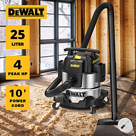 Máy hút bụi công nghiệp khô và ướt (3000W – 4HP) DeWALT DXV25S dung tích 25L - Hàng chính hãng