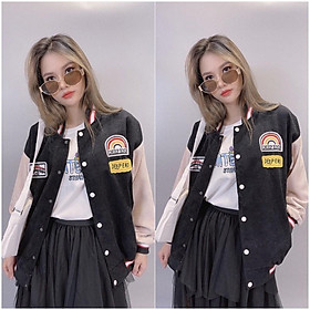 Áo Khoác Kaki Nhung Gân Hàng Quảng Châu Logo Thêu Nổi Bomber Jackets Kaki Form Rộng Unisex CẦU VÒNG