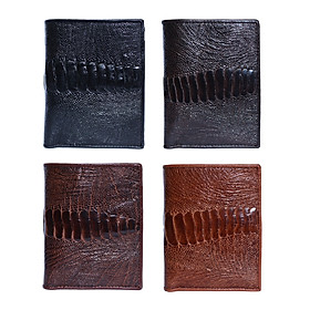 HJ2455-56-57-58 - Ví nam Huy Hoàng da đà điểu da chân 2 mặt da kiểu đứng màu đen, nâu đất, nâu đỏ, vàng bò