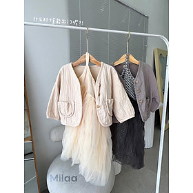 Đầm Voan Công Chúa Hoạ Tiết Caro Cực Đáng Yêu Cho Bé Gái MiLaa Kids D10