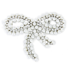 Faux Pearl Rhinestone Bowknot Bridal Wedding Party Brooch Pin