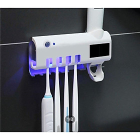 Dụng cụ nhả kem đánh răng tự động kiêm giá treo bàn chải đánh răng khử khuẩn bằng tia UV