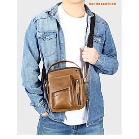 Túi đeo chéo nam dáng hộp nhỏ gọn BHM7512 Túi xách da bò thật, túi đeo vai nam