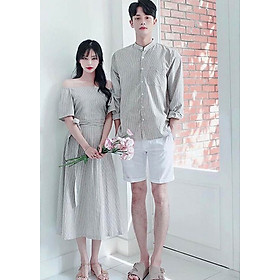 Bộ áo váy sơ mi đôi hàng thiết kế chất đẹp AV180 - M
