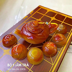 Mua Bộ ấm trà đá mã não đỏ tự nhiên
