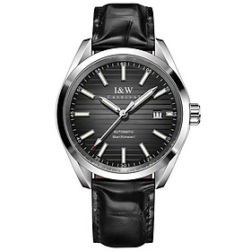 Đồng hồ nam chính hãng I&W Carnival 713G-D3 kính sapphire,chống xước,chống nước 50m,Bh 24 tháng,máy cơ (automatic),mặt đen dây da