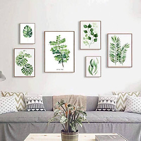 Mua Bộ 6 tranh canvas treo tường Lá xanh