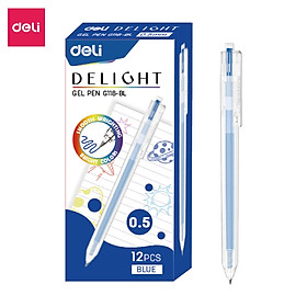 01 Bút bi nước mực gel bấm nhiều màu 0.5mm Deli xinh xắn nhanh khô viết đều trơn tru lâu hết mực chất lượng cao EG118