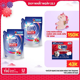 Combo 2 Túi Nước Giặt OMO Matic Bền Đẹp Lựu Và Tre Cho Máy Giặt Cửa Trước (2.3kg/Túi)