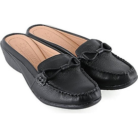 Giày sabo nữ da bò Huy Hoàng màu đen size 36