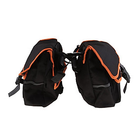 Classic Detachable Canvas Motorcycle Pannier Luggage Saddle Bags Orange Trim
