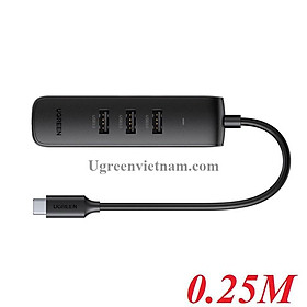 Ugreen 10917 USB Type C 2.0 sang 3 * USB 2.0 + Lan 10/100 Mbps nhựa ABS CM416 - Hàng chính hãng