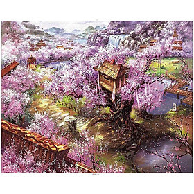 Tranh ghép hình 1000 mảnh bằng giấy  THÀNH PHỐ HOA TÍM Jigsaw Puzzle hình , kích thước 70cm*50cm