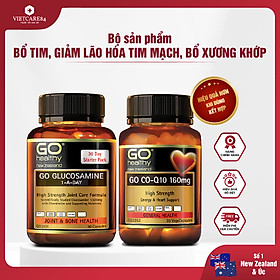 Bộ sản phẩm nhập khẩu chính hãng giúp bổ tim, giảm lão hóa tim mạch, bổ xương khớp, giảm đau nhức xương khớp gồm: Viên uống bổ xương khớp GO Glucosamine 1-A-Day 1500mg (30 viên) và viên uống tim GO CO Q10 160mg ( 30 viên)