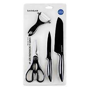 Mua Bộ Dao LocknLock CKK306S4 4 Món Gồm 2 Dao  1 Nạo Và 1 Kéo- Hàng Chính Hãng