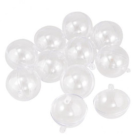 6X 10pcs Clear Plastic Fillable Ball Ornaments Christmas Candy Box Crafts 4cm