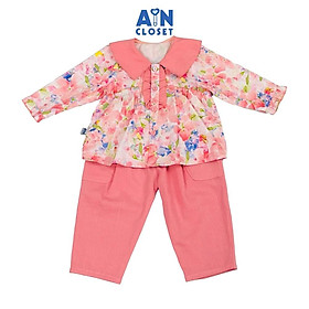Bộ quần áo Dài bé gái họa tiết Hoa Gạo Hồng cotton - AICDBGNU9IV6 - AIN Closet