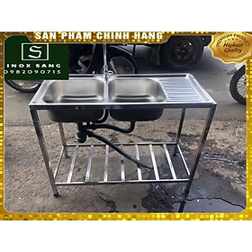 Mua Chậu rửa chén inox 2 hộc 1 cánh có chân và đầy đủ phụ kiện