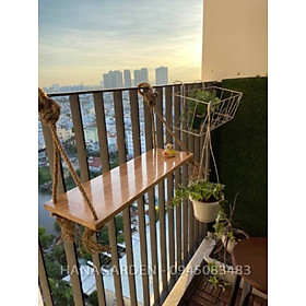 Mua Bàn Gỗ Treo Ban Công Kích Thước Vừa 80x20cm  60x30cm TẶNG KÈM DÂY THỪNG Thư Giãn Gỗ Cao Su Ghép Tự Nhiên