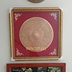 Tranh mặt trống đồng đỏ kích thước 90*90cm, tranh mặt trống đồng việt nam