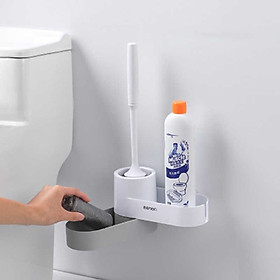 Mua  Mã LIFE020630K giảm 15% đơn 150K  Bộ cây chổi cọ nhà vệ sinh toilet cao cấp OENON có ngăn chứa đồ dán tường - OEWC