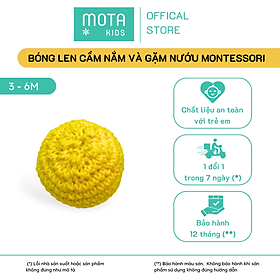 Đồ chơi bóng len cầm nắm và gặm nướu cho bé 3-6 tháng Montessori Mota - Hỗ trợ vận động- Giảm ngứa nướu- Hàng chính hãng