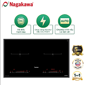 Miễn phí giao lắp toàn quốc - Bếp Đôi Điện Từ Inverter Nagakawa NAG1214M (4800W) - Made in Malaysia - Bảo hành 5 năm - Hàng Chính Hãng