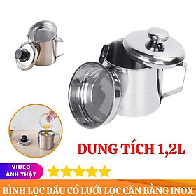 Lọc Dầu Ăn, Ca Lọc Dầu Ăn 1.5L Inox 304 Lọc Bỏ Cặn Dầu Ăn Có Khay Lọc Hiệu Quả, Bình Đựng Dầu Thừa Tiện Dụng - Hàng Chất Lượng