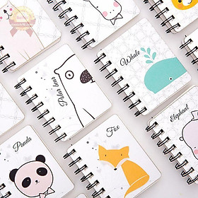 Sổ vẽ ghi chép mini a6 lò xo gáy xoắn 80 trang hình thú cưng cute dễ thương vintage planner