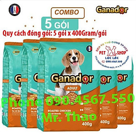 Combo 05 Gói x 400 gram Thức ăn cho chó trưởng thành Ganador vị gà nướng- Ganador Adult Roasted Chicken Flavor