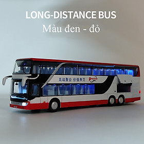 Mô hình xe bus 2 tầng đường dài  KAVY-82 chở khách bằng hợp kim có nhạc và đèn mở được tất cả cánh cửa