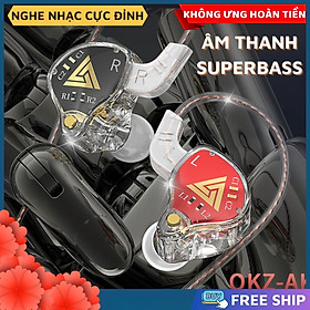 Tai Nghe Nhét Tai Chống Ồn QKZ AKX Âm Thanh HD Cực Đỉnh, Tích Hợp Micro, Dây Chống Rối, Chống Nước-Hàng Chính Hãng