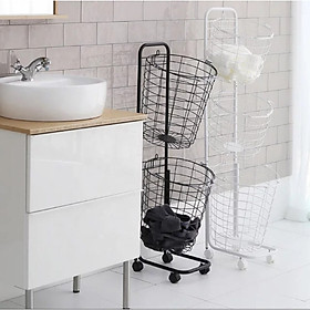 Giỏ Phân Loại Quần Áo 2 Tầng Hình Tròn Dành Cho Giặt Ủi, Sông Hơi, Nhà Tắm, Máy giặt, Phòng Ngủ Phong Cách Hiện Đại