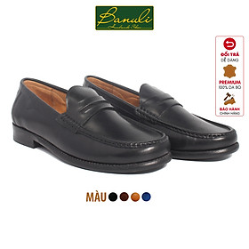 Giày Tây Lười Nam Công Sở Banuli Da Bê Italian Moc Toe Penny Loafers HDPL1 (Da Veg Itali Mềm Dẻo, Đế Siêu nhẹ, Bảo Hành Trọn Đời)