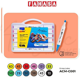 Hộp 12 Bút Lông Màu Acrylic Markers 2 Đầu - Colokit ACM-C001