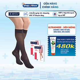 Combo 2 đôi Vớ y khoa JOBST Ultrasheer - Dòng siêu mỏng màu đen, hở ngón, chuẩn áp lực 20-30mmHg (Tất y khoa)