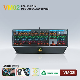 Bàn phím cơ VSP eSport Gaming VM02 (104 phím, Đen, Blue switch) - Hàng chính hãng