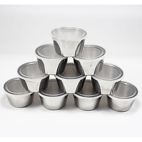 10 Khuôn Inox 304 Làm Bánh Flan Có Kèm Nắp Nhựa ( Size 7 x 5 x 4cm)