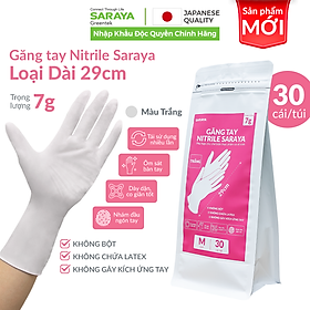 Mua Găng tay cao su Saraya Loại Dài 29cm  phù hợp cho chế biến thực phẩm  vệ sinh rửa chén-30 Cái/Túi (Màu Hồng & Màu Trắng)