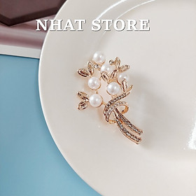Trâm cài áo, ghim cài trang trí Nhat Store hình bó hoa đính ngọc nhân tạo