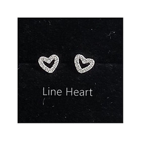 Khuyên tai Line Heart, Khuyên tai viền trái tim đính đá bạc 925