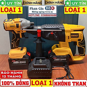 Bộ Combo 2 Trong 1 Gồm Máy Khoan Đục Bê Tông Và Máy Chuyên Vít 199V 2 Pin 15 Cell - Tặng Hộp Đựng - Bảo Hành 1 Năm