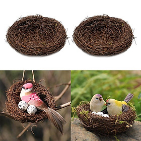 2pcs Nature Craft Rattan Bird Nest Birdhouse Photo Props Holiday Decoration