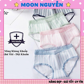 Quần lót nữ cotton y tế phối cạp ren Kẻ Sọc trẻ trung, năng động 045